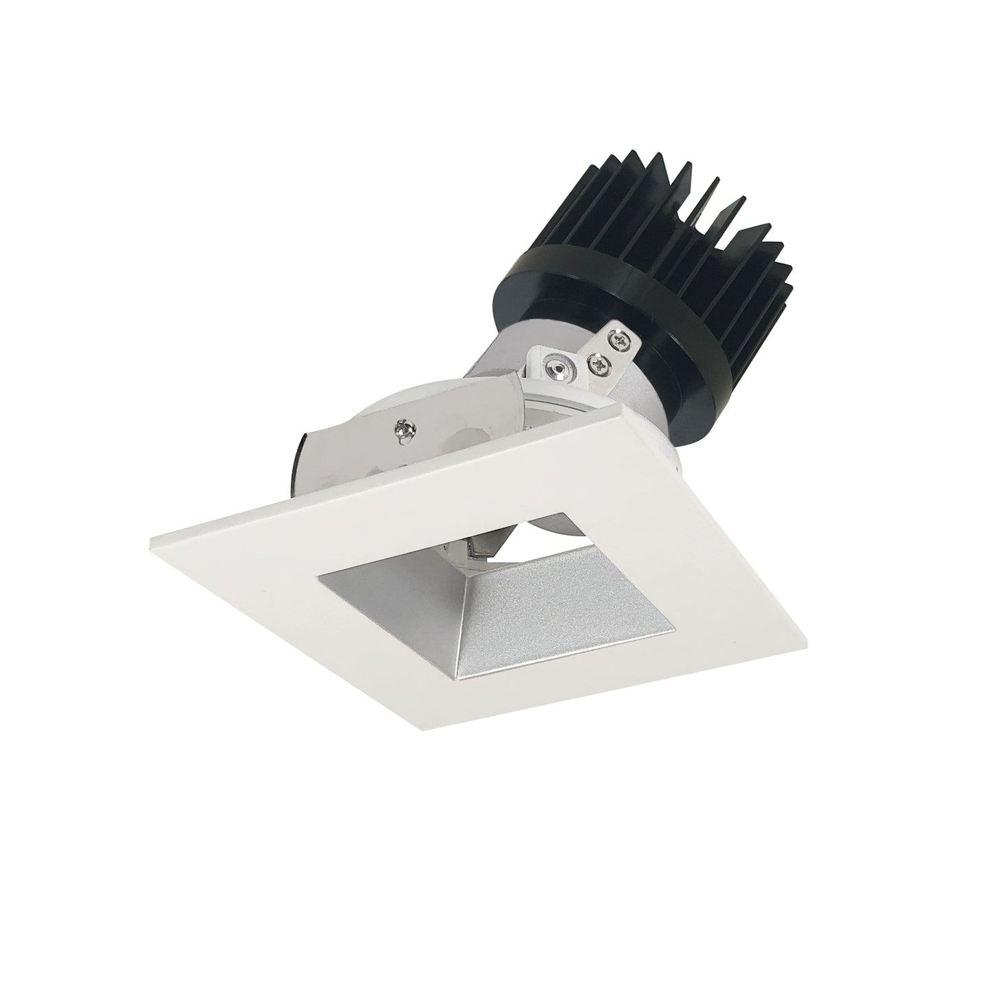 Nora Lighting 4" Iolite LED Square Adjustable Reflector with Square Aperture, 1500lm/2000lm (varies by housing), 2700K, Haze Reflector / Matte Powder White Flange NIO-4SDSQ27XHZMPW/HL