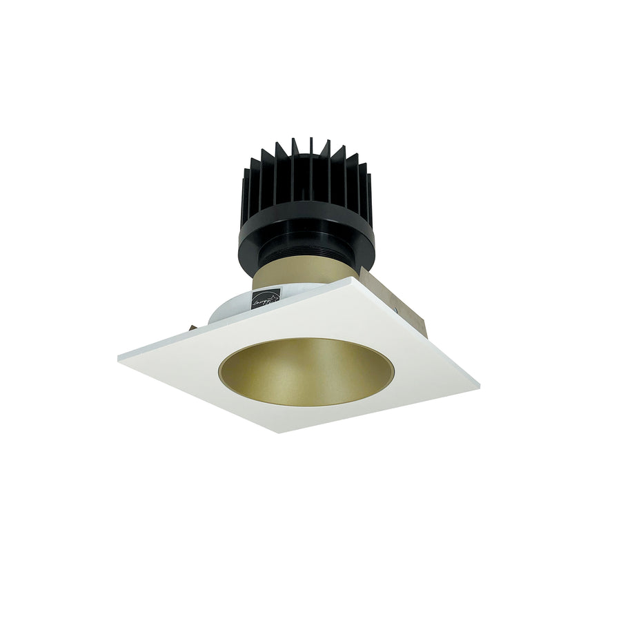 Nora Lighting 4" Iolite LED Square Reflector with Round Aperture, 10-Degree Optic, 850lm / 12W, 3500K, Champagne Haze Reflector / Matte Powder White Flange NIO-4SNDC35QCHMPW