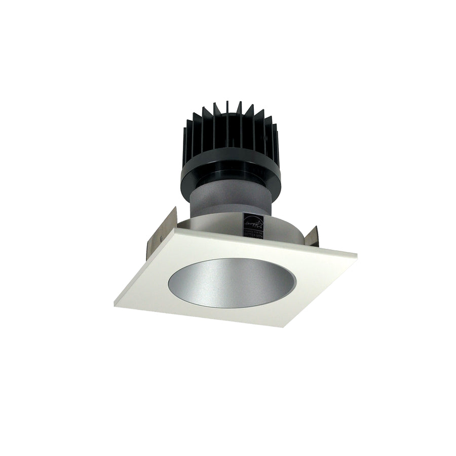 Nora Lighting 4" Iolite LED Square Reflector with Round Aperture, 1000lm / 14W, 2700K, Haze Reflector / Matte Powder White Flange NIO-4SNDC27XHZMPW/10