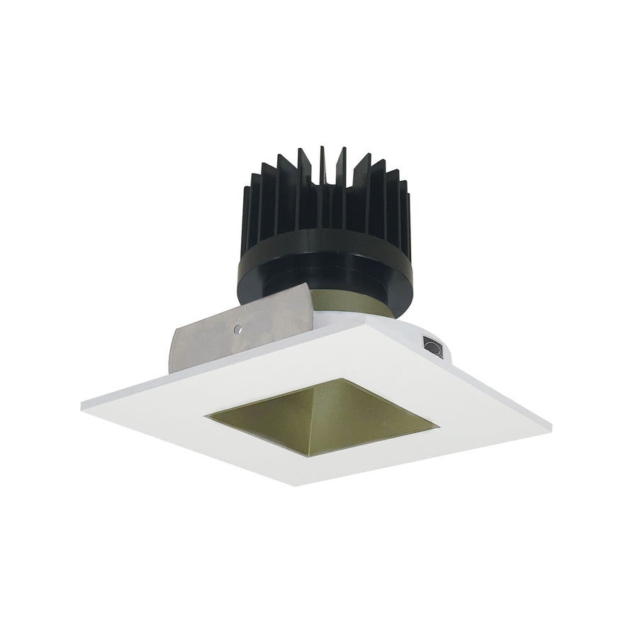 Nora Lighting 4" Iolite LED Square Reflector with Square Aperture, 1500lm/2000lm/2500lm (varies by housing), 2700K, Champagne Haze Reflector / Matte Powder White Flange NIO-4SNDSQ27XCHMPW/HL