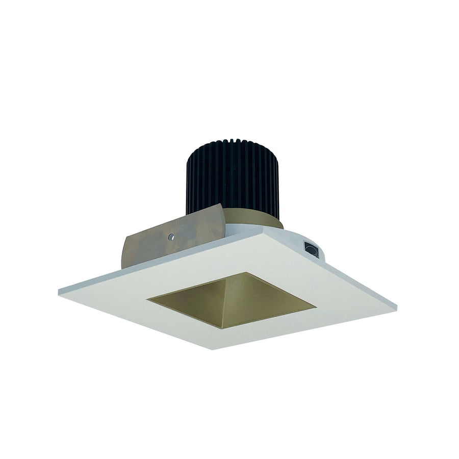 Nora Lighting 4" Iolite LED Square Reflector with Square Aperture, 800lm / 14W, Comfort Dim, Champagne Haze Reflector / Matte Powder White Flange NIO-4SNDSQCDXCHMPW