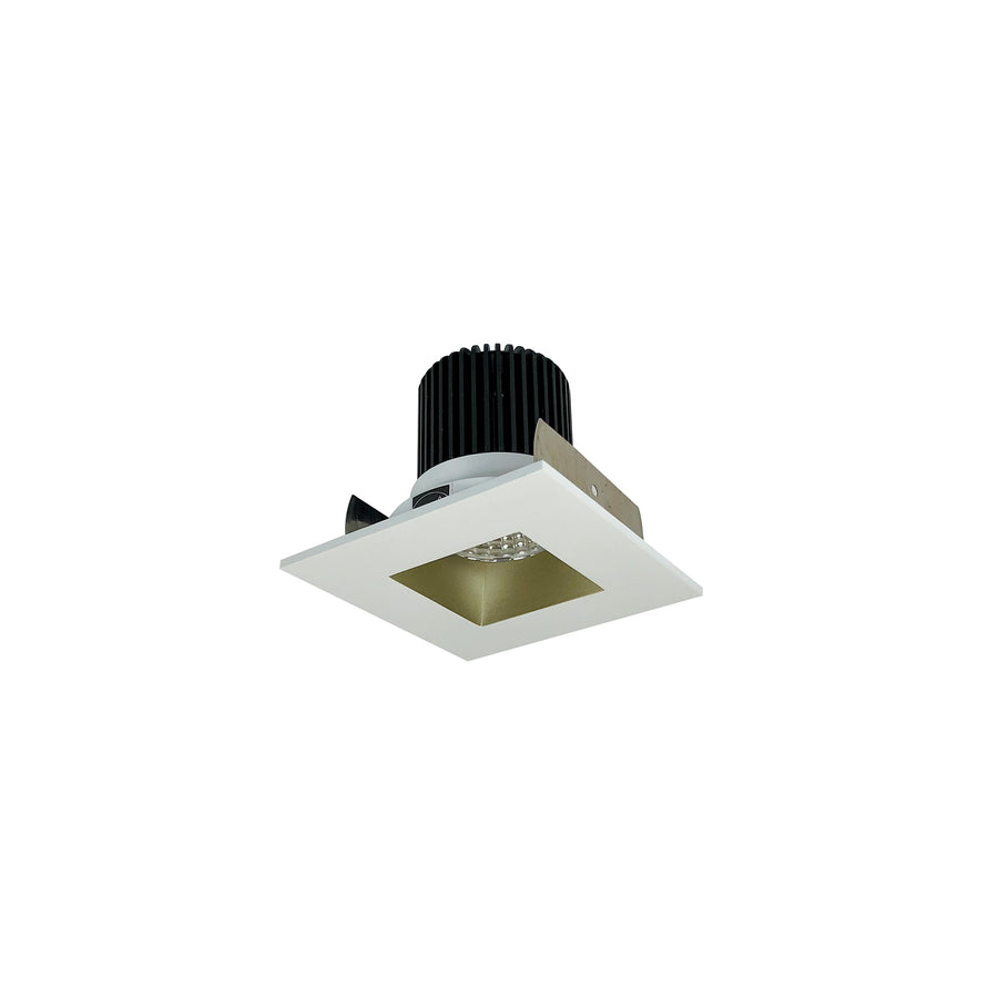 Nora Lighting 2" Iolite LED Square Reflector with Square Aperture, 800lm / 14W, Comfort Dim, Champagne Haze Reflector / Matte Powder White Flange NIOB-2SNDSQCDXCHMPW