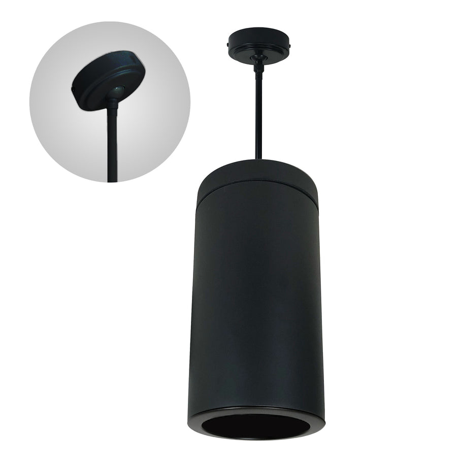 Nora Lighting 6" Cylinder, Black, Pendant Mount, 35W Med. Base, Ref., Black   NYLI-6PL351BBB