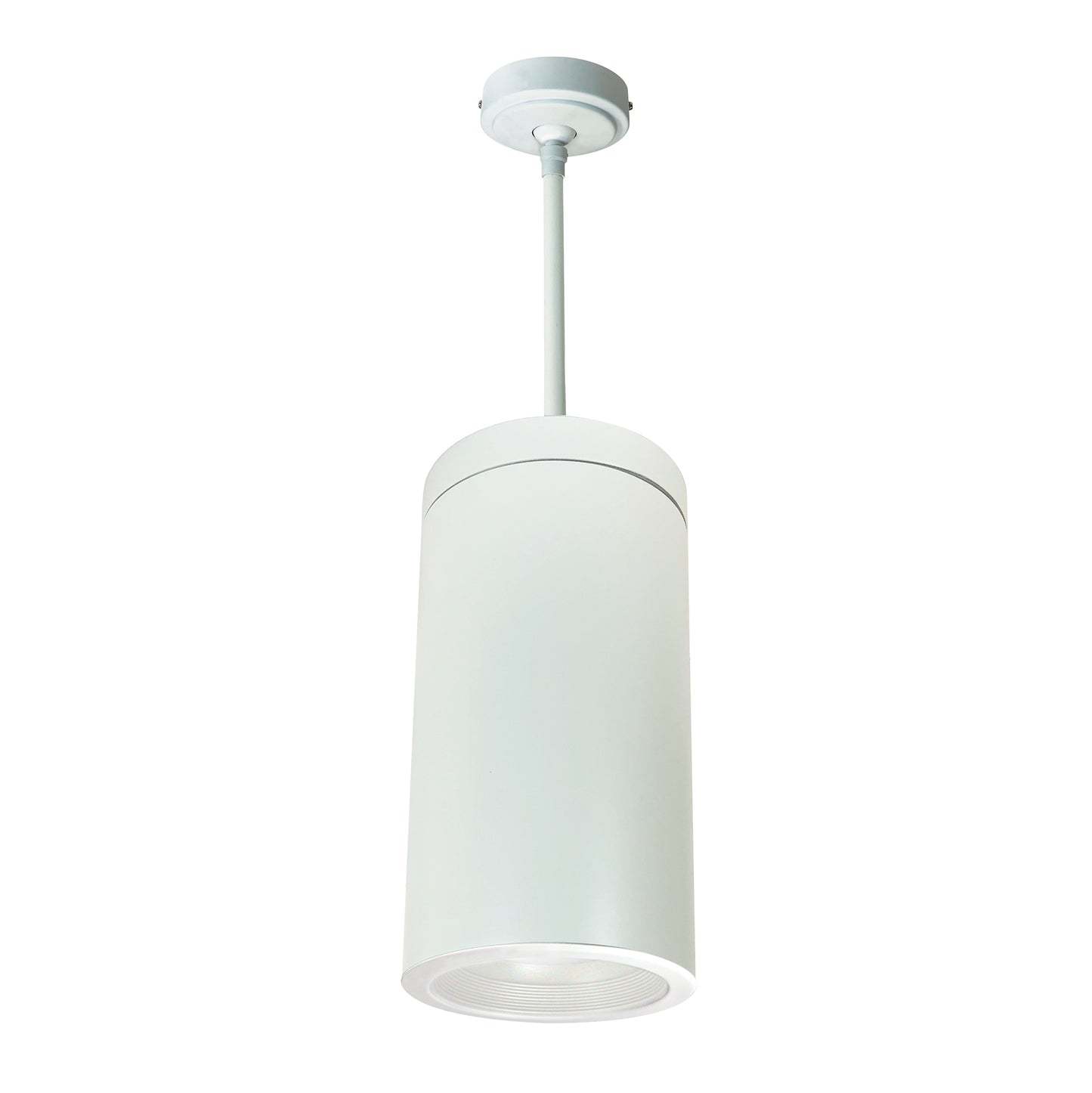 Nora Lighting 6" Cylinder, White Pendant Mount, Incandescent, Baf., White   NYLI-6PI2WWW