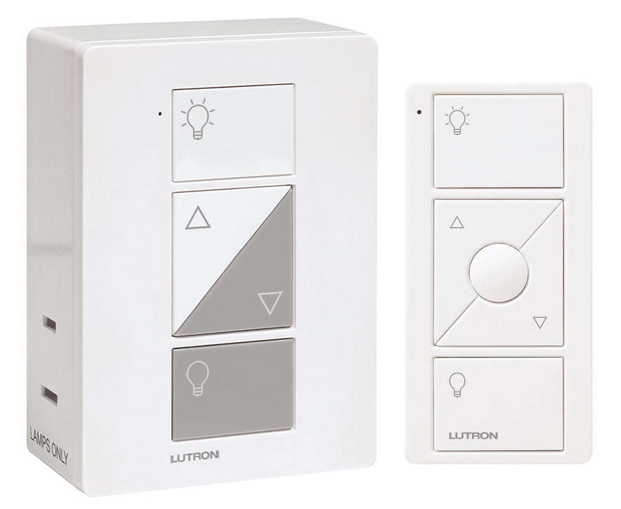 Lutron Caseta Smart Plug-In Lamp Dimmer Kit, 100W LED Lamp Dimmer and 3-Button with Raise/Lower Pico Smart Remote, P-PKG1P-WH, White