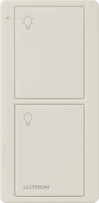 Lutron 2-Button Pico Smart Remote, with Light Icons, PJ2-2B-GLA-L01, Light Almond