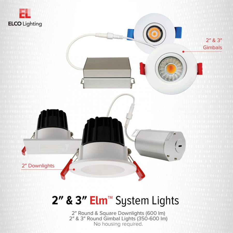 Elco Lighting 3" LED Ultra Slim Gimbal, 8W, CCT Selectable, CRI90, Triac/ELV, White, ERT318CT5W