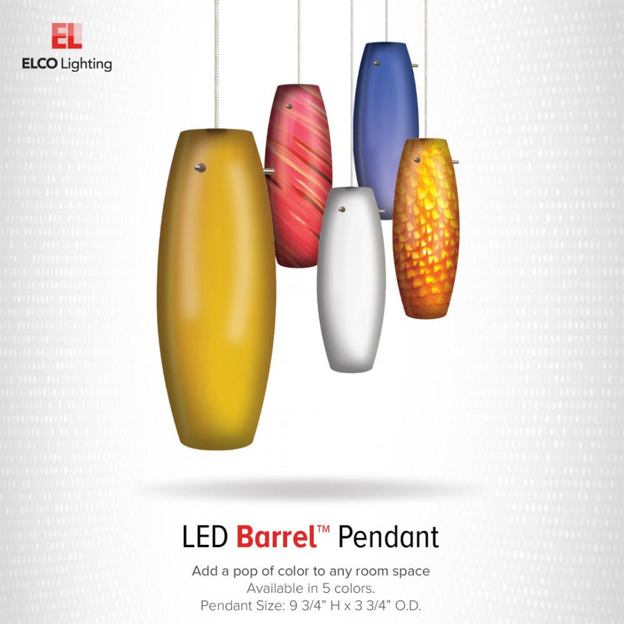 Elco Lighting LED Barrel Glass Pendant, 5W, 3000K, Autumn, EDL63N-AU