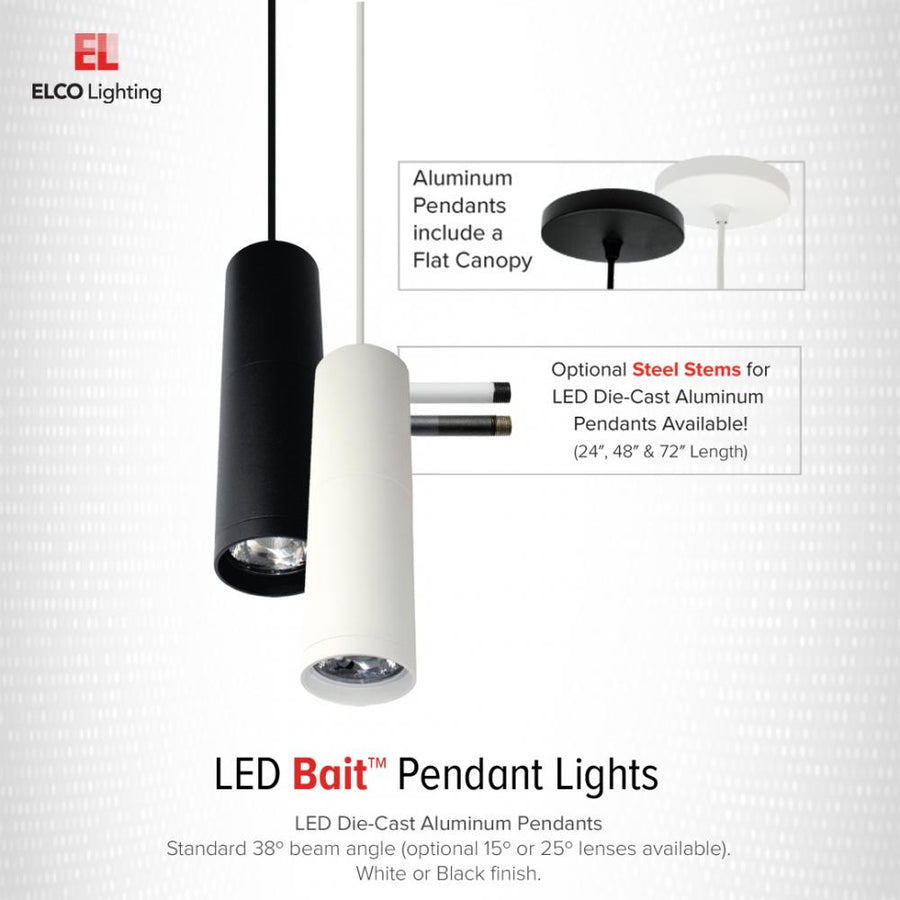 Elco Lighting LED Diecast Pendant, 40W, 3000K, All White, EDL8340W