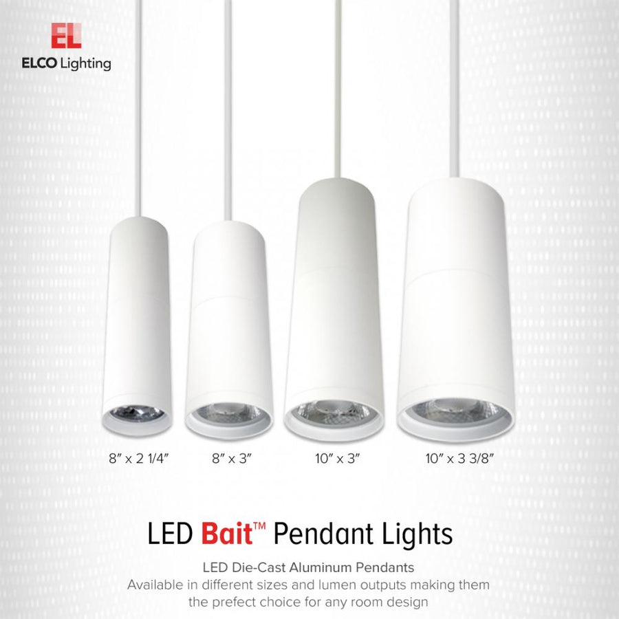 Elco Lighting LED Diecast Pendant, 30W, 4000K, 38° Beam, All White, EDL8240W