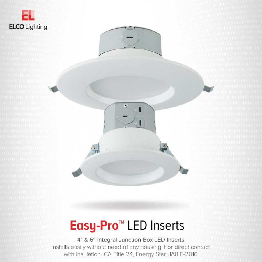 Elco Lighting Easy-Pro 6 In. LED Insert with Junction Box, 23W, 3000K, CRI90+, White, ELR68530W