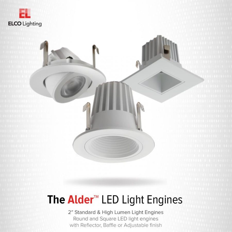 Elco Lighting 2 In. Square LED Adjustable Gimbal Trim, 11W, 2700K, 1030 lm, 36°, White, E218C0630W