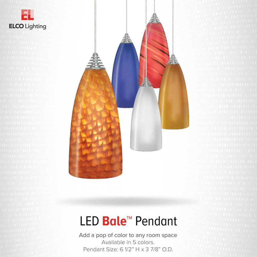Elco Lighting Bale LED Glass Pendant, 5W, 3000K, Autumn, EC809W