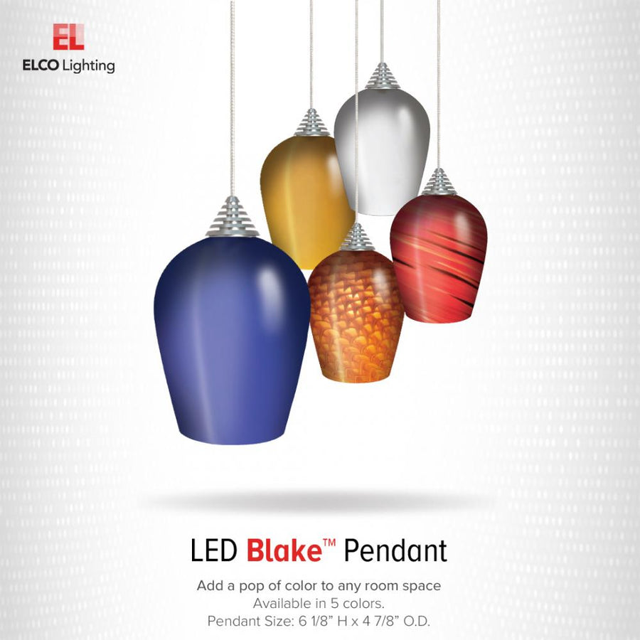 Elco Lighting Blake LED Glass Pendant, 5W, 3000K, Autumn, EDL61N-AU