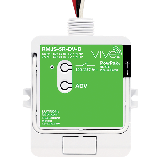 Lutron - Vive Vive PowPak 120/277V, 5A, Relay Module with Softswitch RMJS-5R-DV-B