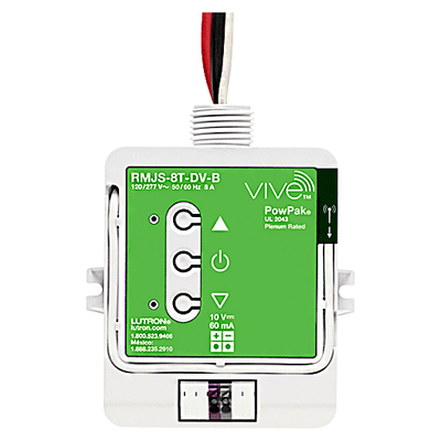 Lutron Powpak Dimming Module, Controls Up to 60 Ma of 0-10V Controlled Fixtures together, Switches Up to 8 A, 120/277 VAC, 434 Mhz, Vive Enabled, RMJS-8T-DV-B