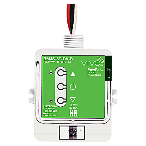 Lutron Powpak Dimming Module, Controls Up to 60 Ma of 0-10V Controlled Fixtures together, Switches Up to 8 A, 120/277 VAC, 434 Mhz, Vive Enabled, RMJS-8T-DV-B