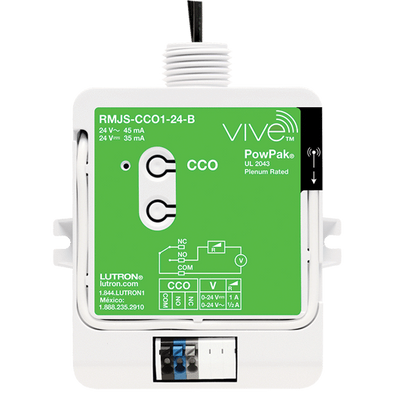 Lutron Energi Tripak Powpak Load Controller, Contact Closure Output Module, (1) Contact Closure Output, 1A @ 24 V Ac or 0.5A @ 24 V Dc Max, Vive Enabled, RMJS-CCO1-24-B