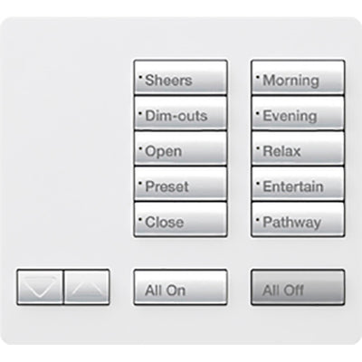 Lutron RadioRA 2 Tabletop Keypad, 10 Button, Raise/Lower, Snow, RR-T10RL-SW