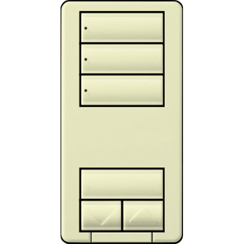 Lutron seeTouch LED+ Hybrid Keypad, Works with RA3 Systems, 100W LED, 3 Scene with 1 Raise/Lower, Neutral Required, 120V, RRD-HN3S-AL, Almond
