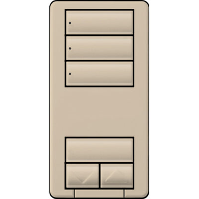 Lutron seeTouch LED+ Hybrid Keypad, Works with RA3 Systems, 100W LED, 3 Scene with 1 Raise/Lower, Neutral Required, 120V, RRD-HN3S-TP, Taupe