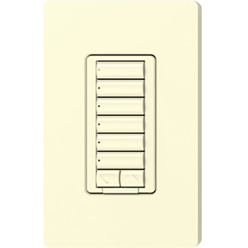 Lutron seeTouch LED+ Hybrid Keypad, Works with RA3 Systems, 100W LED, 6 Button with 1 Raise/Lower, Neutral Required, 120V, RRD-HN6BRL-AL, Almond