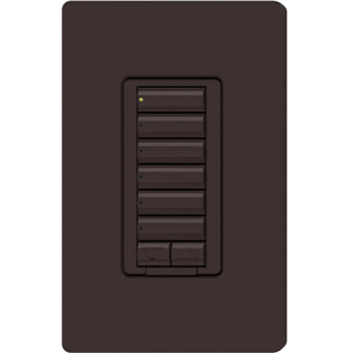 Lutron seeTouch LED+ Hybrid Keypad, Works with RA3 Systems, 100W LED, 6 Button with 1 Raise/Lower, Neutral Required, 120V, RRD-HN6BRL-BR, Brown