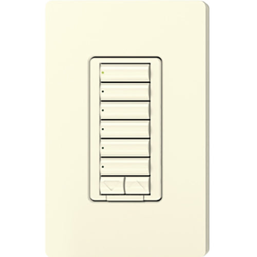 Lutron seeTouch LED+ Hybrid Keypad, Works with RA3 Systems, 100W LED, 6 Button with 1 Raise/Lower, Neutral Required, 120V, RRD-HN6BRL-LA, Light Almond