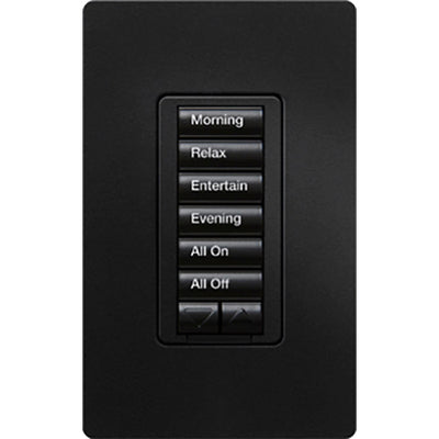 Lutron seeTouch LED+ Hybrid Keypad, Works with RA3 Systems, 100W LED, 6 Button with 1 Raise/Lower, Neutral Required, 120V, RRD-HN6BRL-MN, Midnight