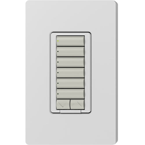 Lutron seeTouch LED+ Hybrid Keypad, Works with RA3 Systems, 100W LED, 6 Button with 1 Raise/Lower, Neutral Required, 120V, RRD-HN6BRL-PD, Palladium