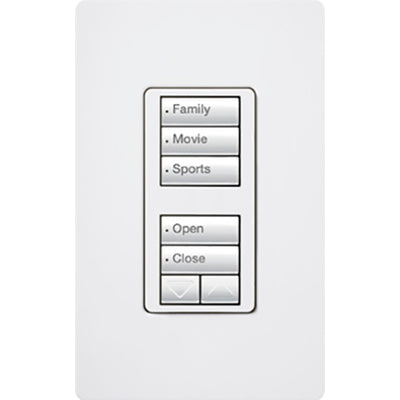 Lutron RadioRA 2 seeTouch Wall Keypad, Dual Group, 1 Raise/Lower, White, RRD-W1RLD-WH