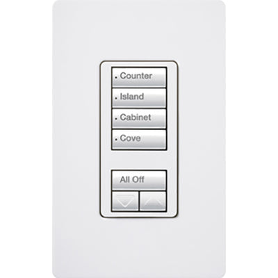 Lutron seeTouch LED+ Wall Keypad, Works with RA3 Systems, 4 Scene with 1 Raise/Lower, Neutral Required, 120V, RRD-W4S-WH, White