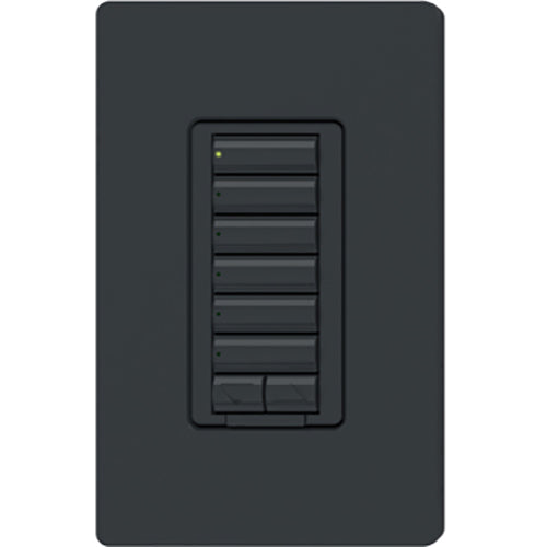 Lutron RadioRA 2 seeTouch Wall Mount Keypad, 6 Button with Raise/Lower, Black, RRD-W6BRL-BL
