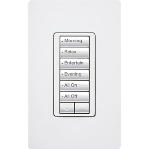 Lutron RadioRA 2 seeTouch Wall Keypad, 6 Button with Raise/Lower, White, RRD-W6BRL-WH