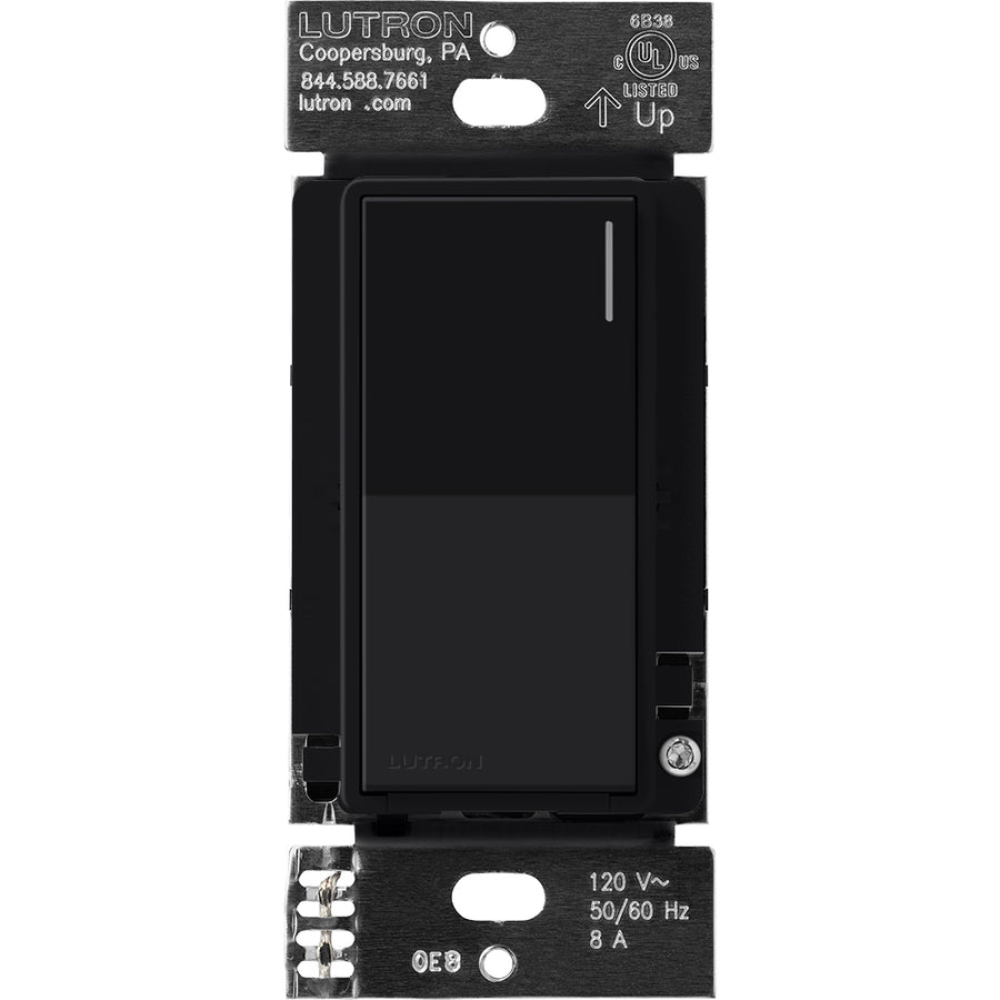 Lutron RadioRA 3 Sunnata RF Neutral Switch, 8A, Black, RRST-8ANS-BL