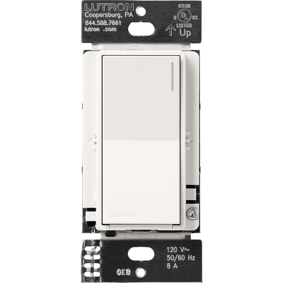 Lutron RadioRA 3 Sunnata RF Neutral Switch, 8A, Brilliant White, RRST-8ANS-BW