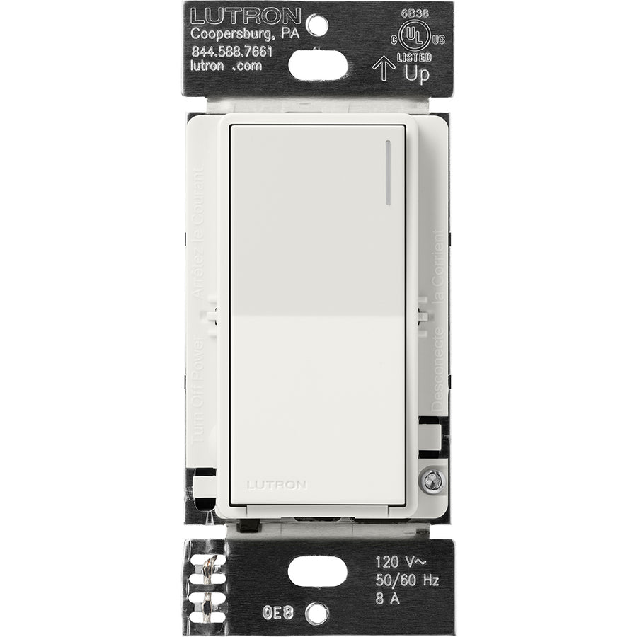 Lutron RadioRA 3 Sunnata RF Neutral Switch, 8A, Architectural White, RRST-8ANS-RW