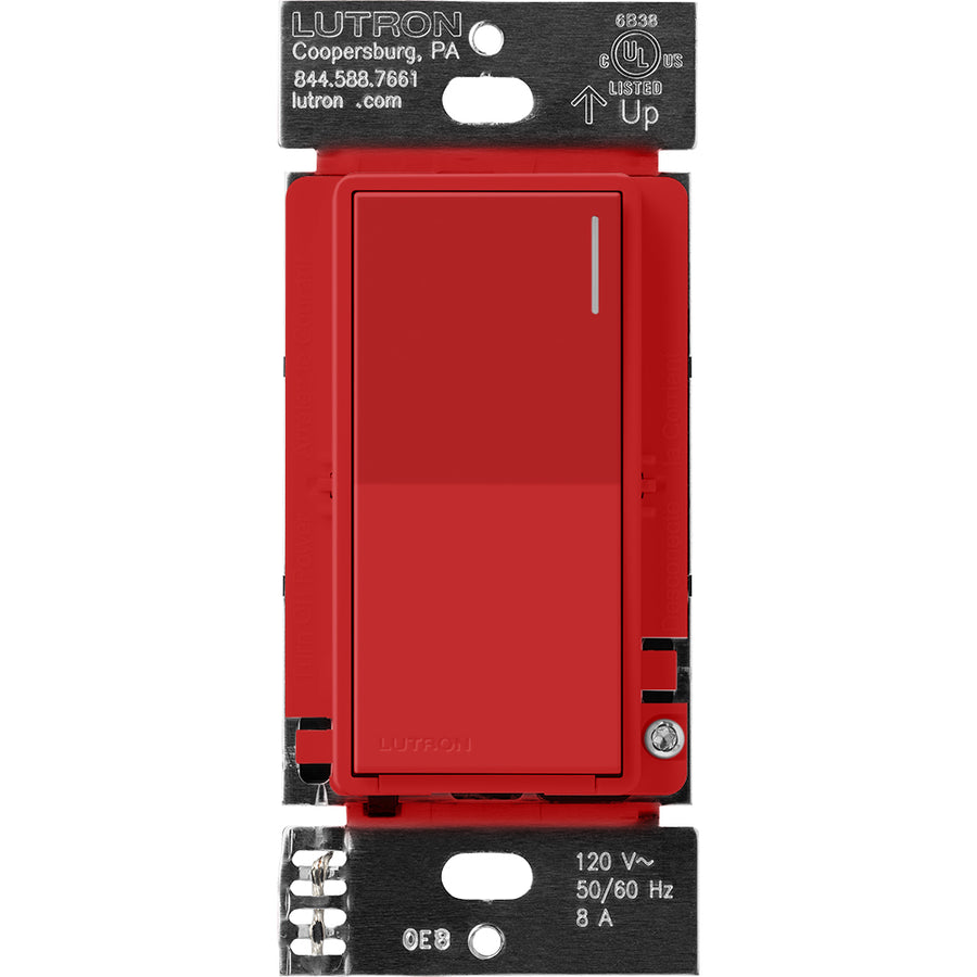 Lutron RadioRA 3 Sunnata RF Neutral Switch, 8A, Signal Red, RRST-8ANS-SR