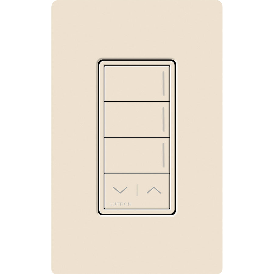 Lutron RadioRA 3 Sunnata RF 3-Button Keypad, Raise/Lower, 120-277V, Light Almond, RRST-W3RL-LA