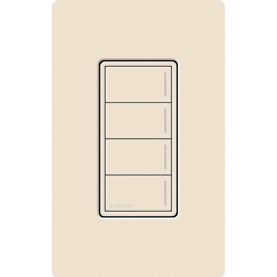 Lutron RadioRA 3 Sunnata RF 4-Button Keypad, 120-277V, Clear Connect Type X, Light Almond, RRST-W4B-LA
