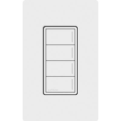 Lutron RadioRA 3 Sunnata 4-Button Keypad, 120-277V, Clear Connect RF, White, RRST-W4B-WH