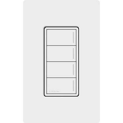 Lutron RadioRA 3 Sunnata 4-Button Keypad, 120-277V, Clear Connect RF, White, RRST-W4B-WH