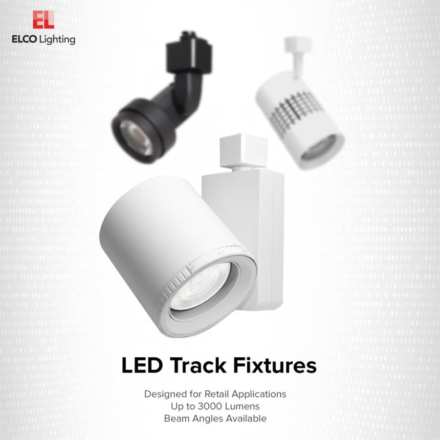 Elco Lighting Bachman LED Track Fixture, 20W, 3000K, TRIAC/ELV, Adjustable Beam 20–50°, Black with White Trim, ET75830DB