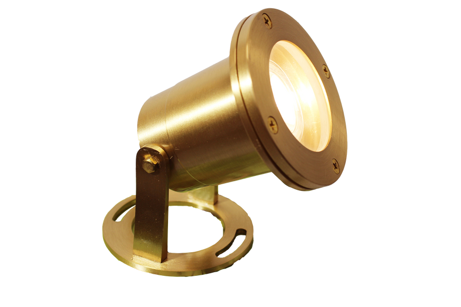 Westgate Mfg Underwater Light, Solid Brass, G5.3 MR16 12V/50W Max, Flat Temp. Glass, Natural Brass, 30 FT Sj... UW-125-BS
