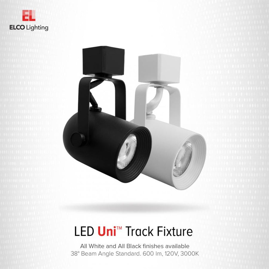 Elco Lighting Uni LED Round Back Cylinder, 8W, 3000K, 38° Beam, Black/White Trim, ET62730DB