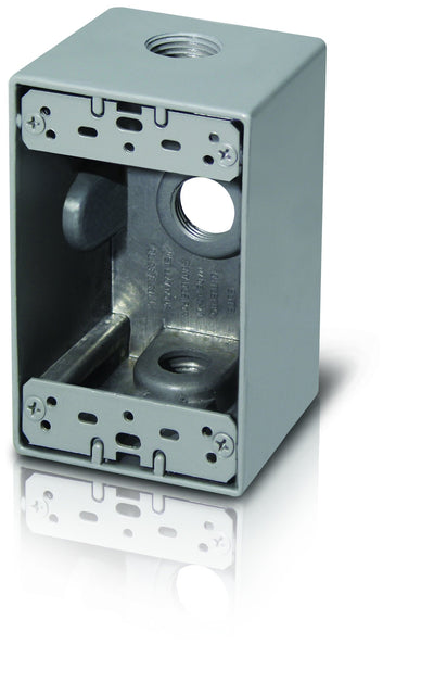 Westgate Mfg Device Box 1/2 In. Trade Size, 3 Outlets, Gray, W1DB50-3