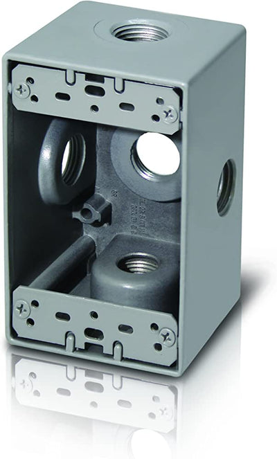 Westgate Mfg Electrical Box, 3/4 In. Trade Size, 5 Outlet Holes, Gray, W1DB75-5X