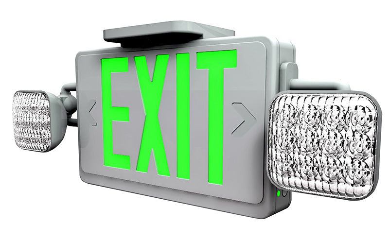 Westgate Combination LED Exit & LED Emergency Green on Aluminum, XT-CL-GW-EM