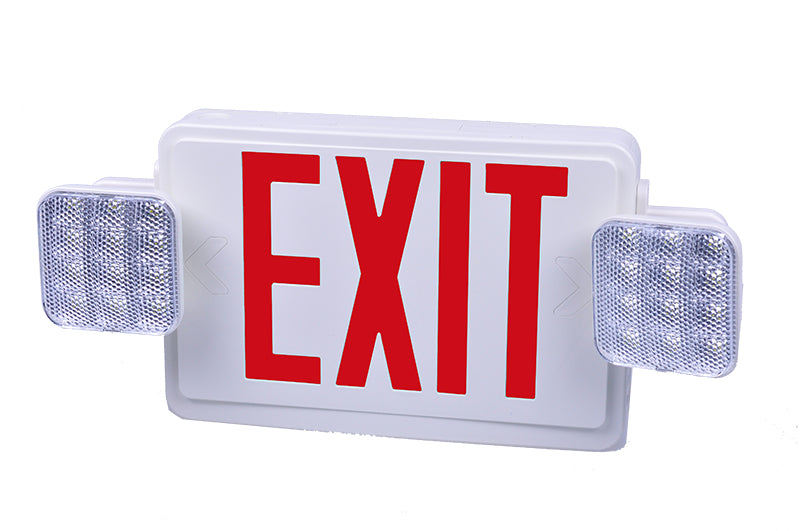 Westgate Lighting  All Led Exit/Emergency Light Combo, Sgl/Dbl Face, Red Letters White Housing, 120/277V  XT-CL-RW-EM