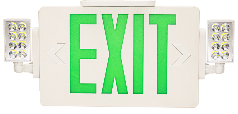 Westgate Mfg Super Slim LED Exit Sign, Adjustable Heads, Green Letters, 120-277V, White, XTSL-CL-GW